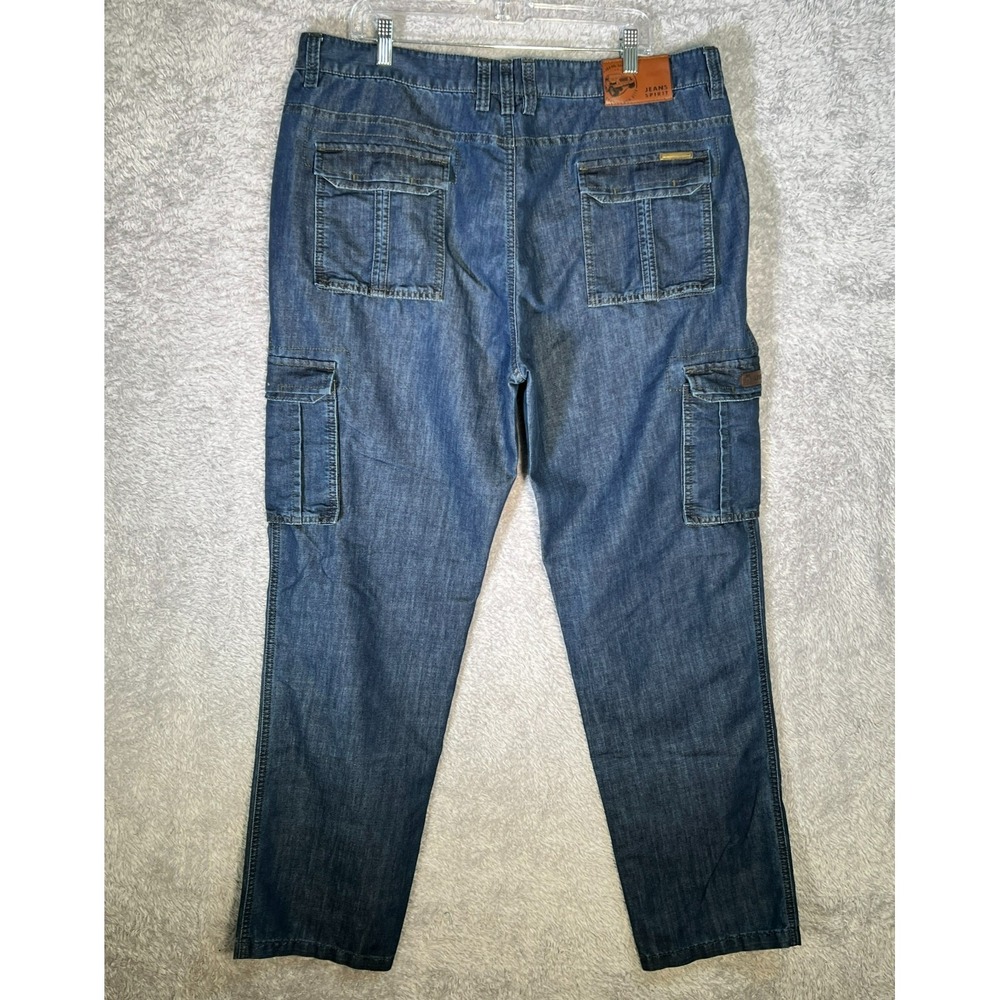 Zhan Di Ji Pu AFS 1961 Denim Cargo Pants Blue Utility Workwear Carpenter - Picture 3 of 12